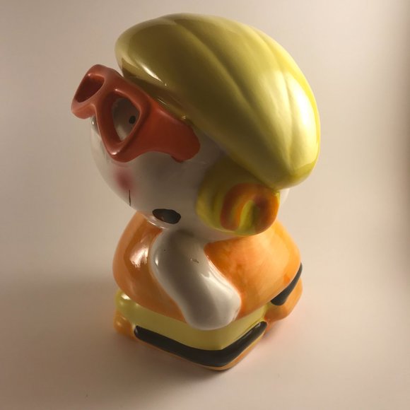 Vintage Girl with Glasses Ceramic Coin Bank Hand Painted - Picture 2 of 6